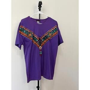 Choice USA Purple Embellished Top Beaded Southwest Detail Women’s One